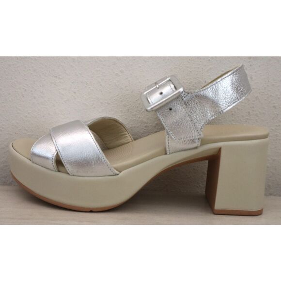 Naot 123102-BA9 Women Sz 39 US 8M Silver Soft Leather Elite Heeled Sandals - Picture 5 of 13